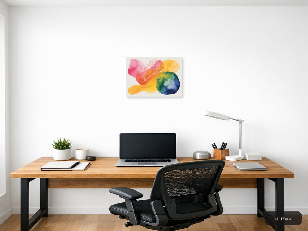 Colorful Abstract Watercolor Landscape Wall Art — A4 / Office