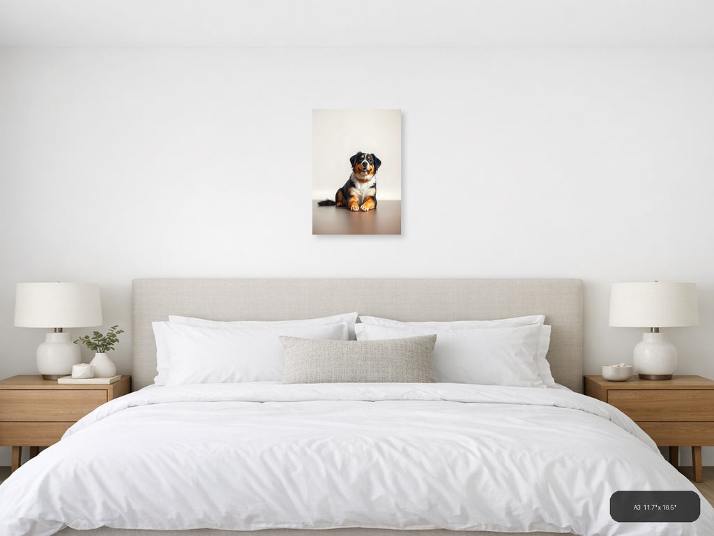 Bernese Mountain Dog Portrait Minimalist Wall Art — A3 / Bedroom