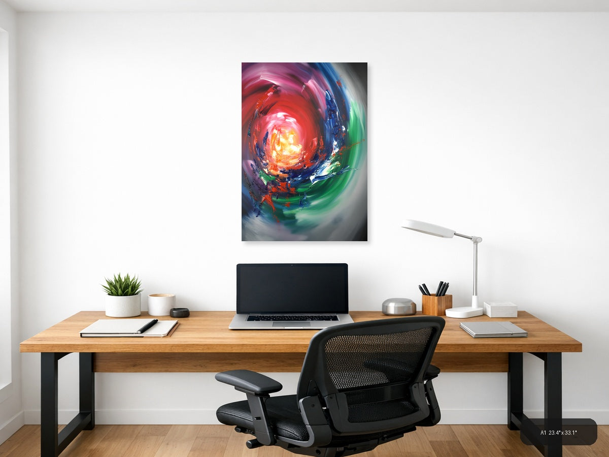 Radiant Cosmic Energy Abstract Spiral Wall Art — A1 / Office