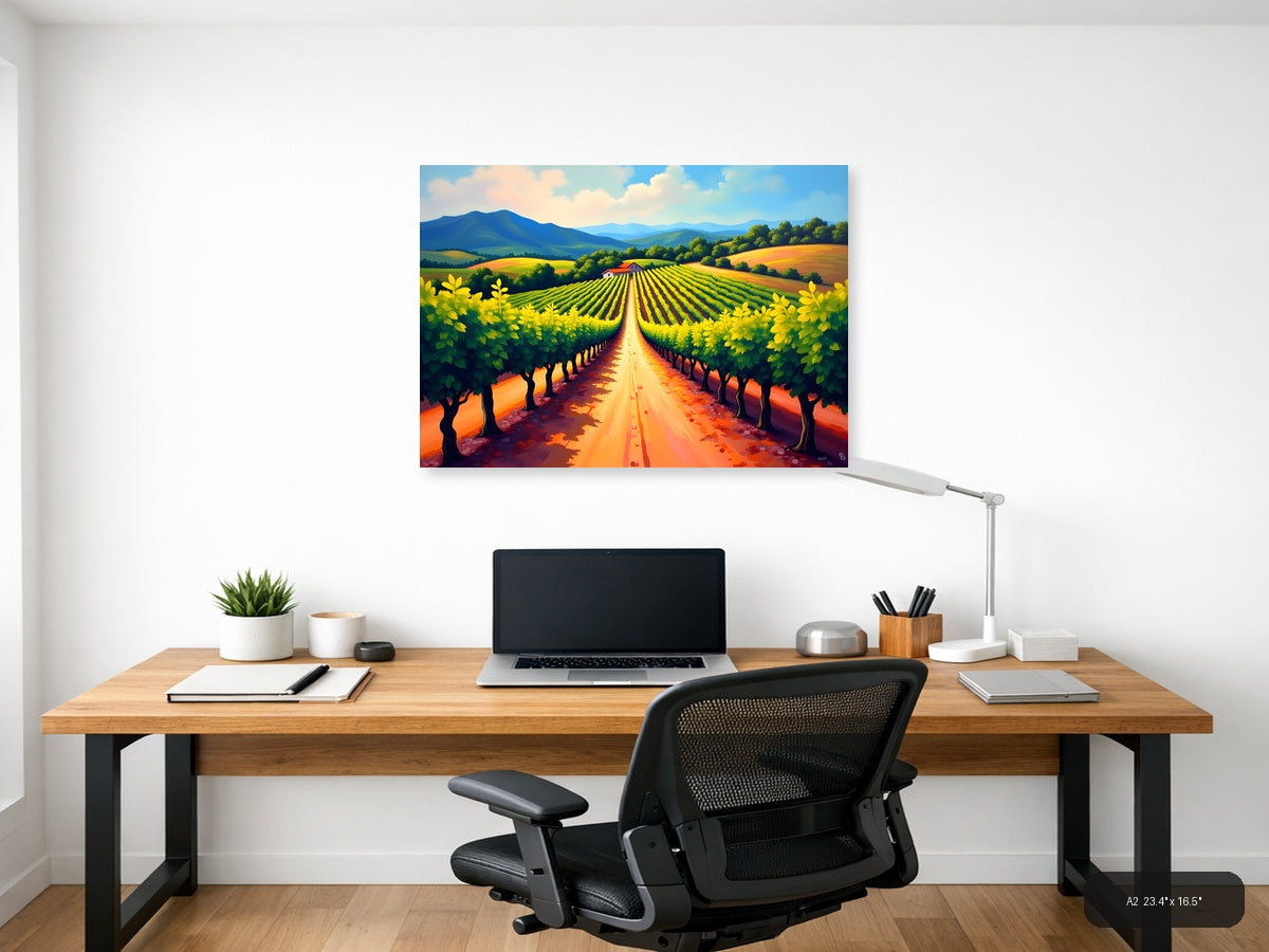 Vineyard Path Abstract Landscape Wall Art — A2 / Office