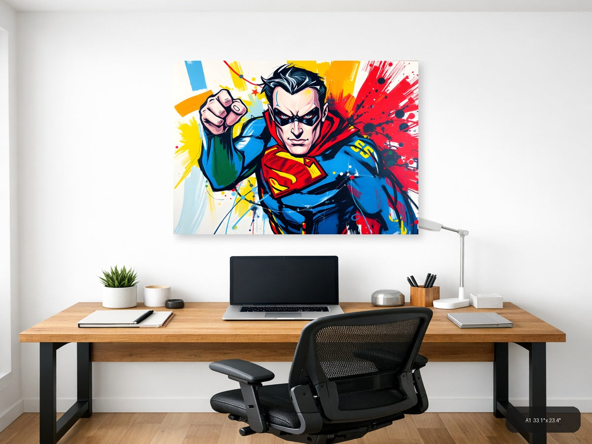 Superman Pop Art Abstract Splatter Wall Art — A1 / Office