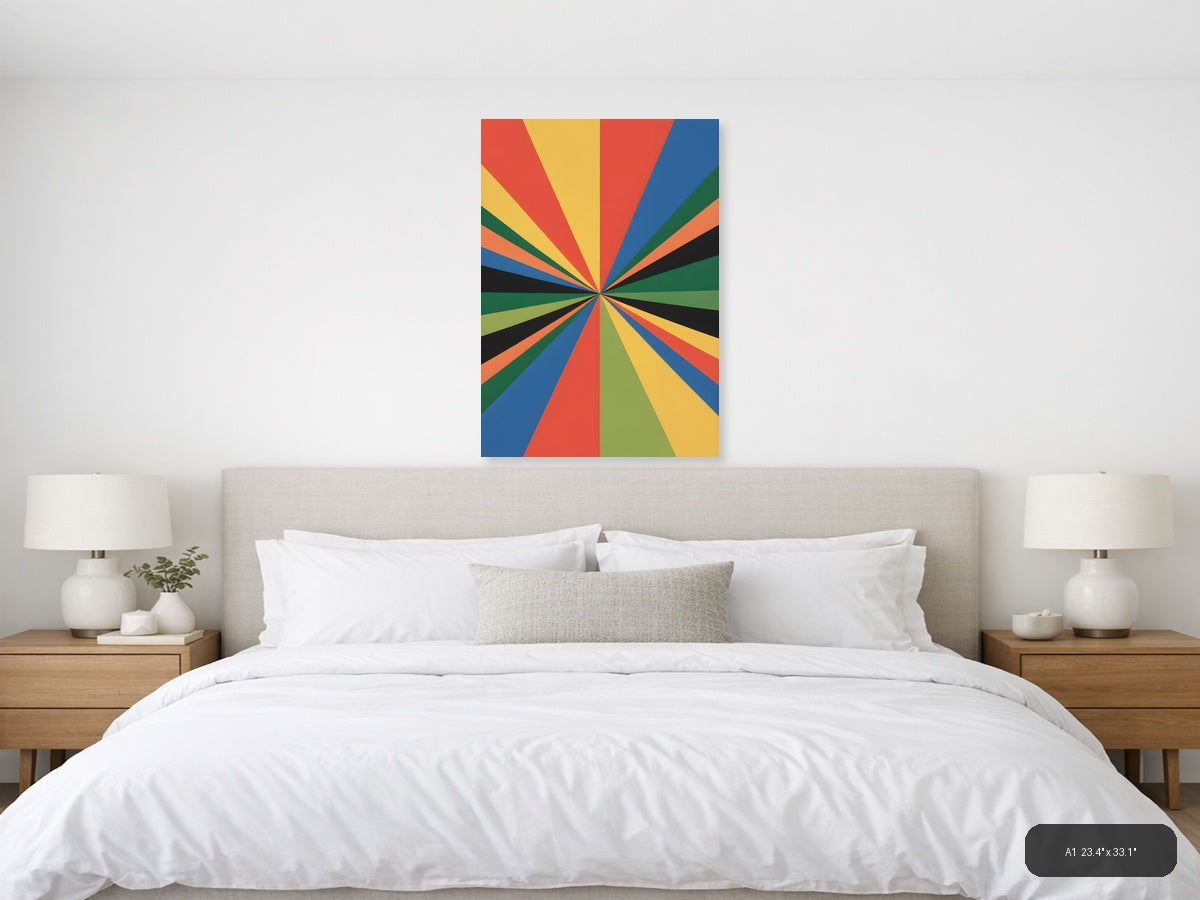 Colorful Radial Sunburst Rays Abstract Photography Wall Art — A1 / Bedroom