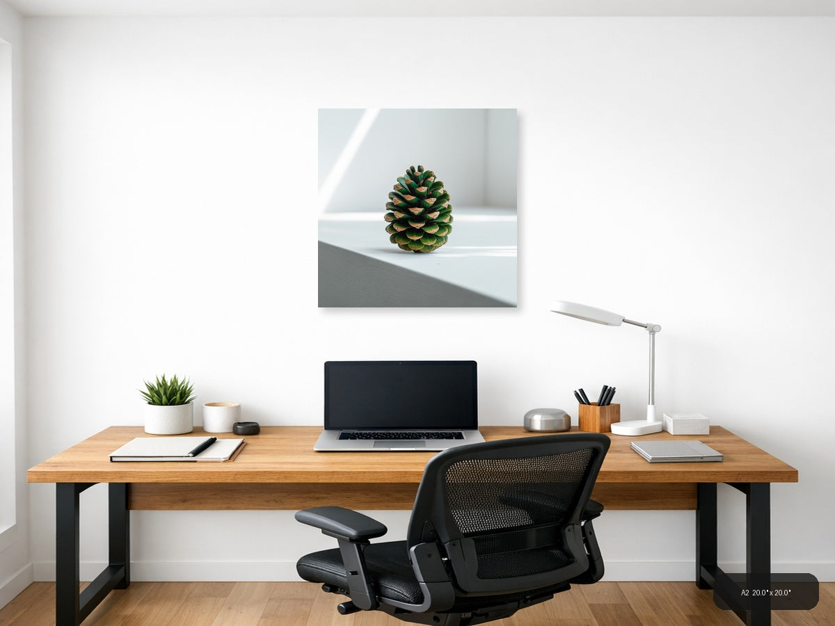 Green Pinecone Minimalist Still Life Wall Art — A2 / Office