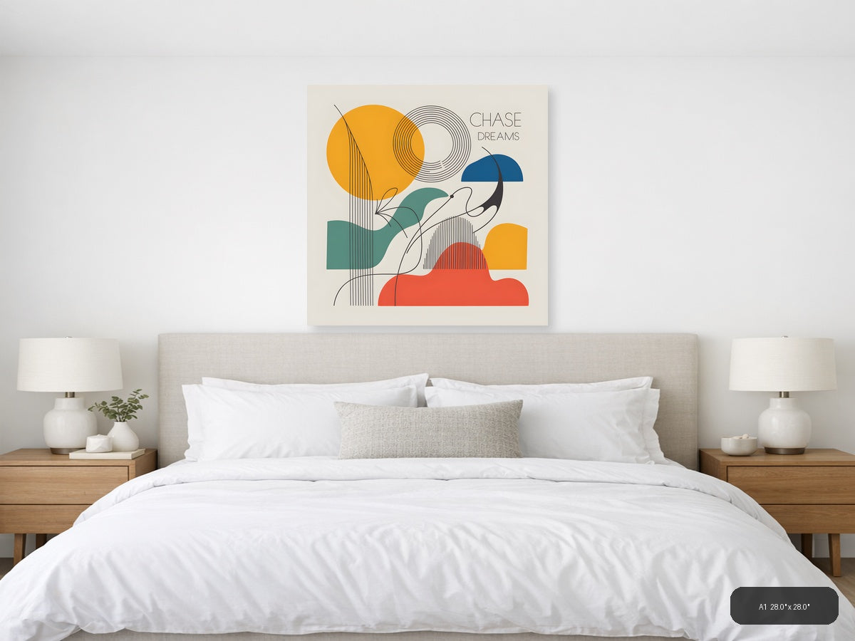 Chase Dreams Abstract Line Art Geometric Wall Art — A1 / Bedroom