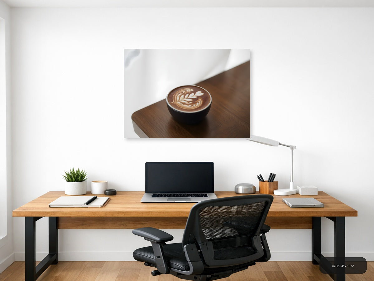 Minimalist Latte Art Coffee Cup Wall Art — A2 / Office