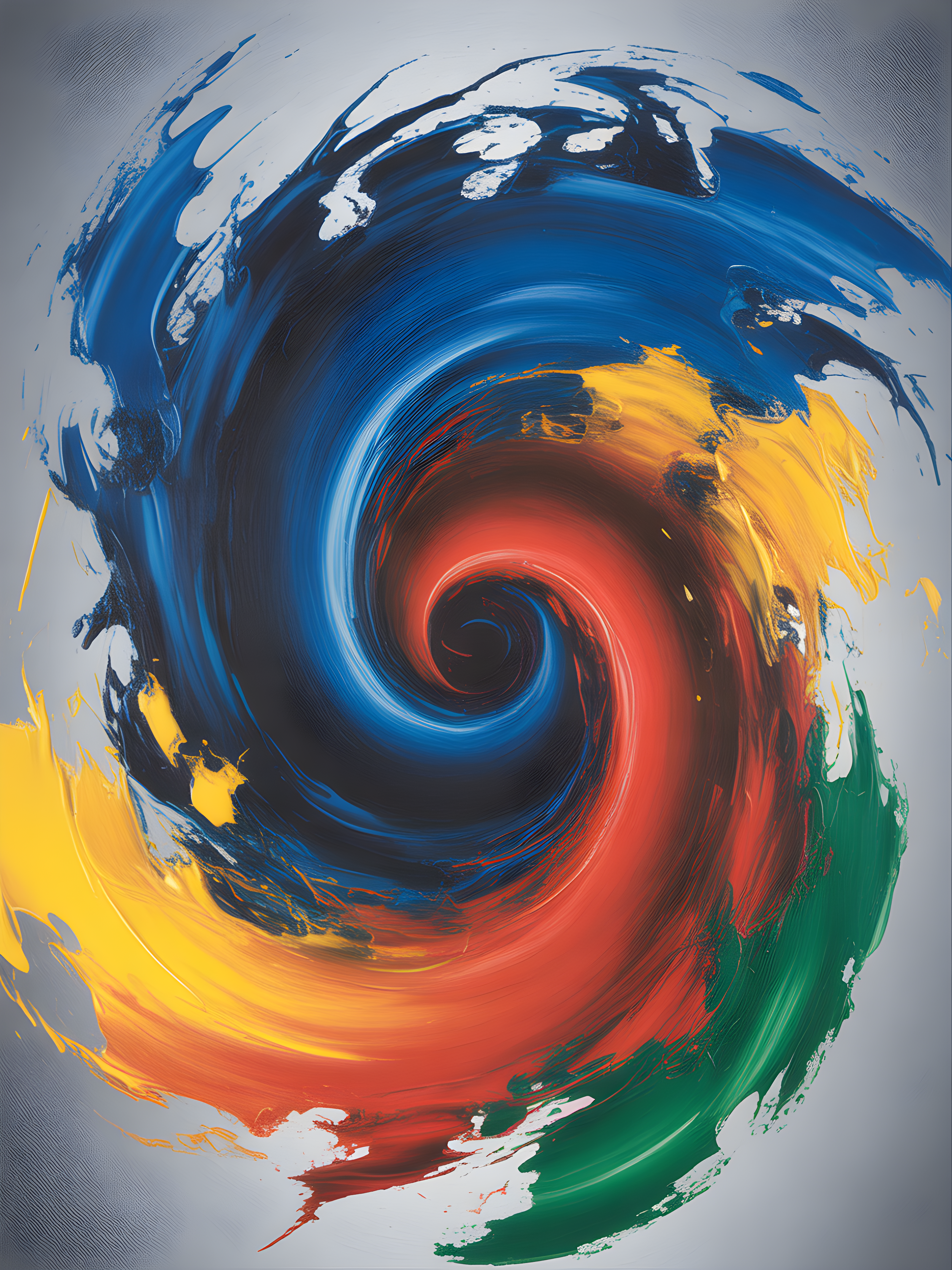 Abstract Spiral Galaxy Blue Red Yellow Wall Art