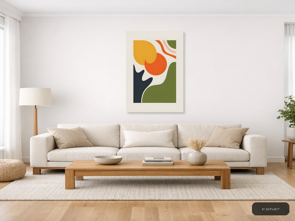 Minimalist Abstract Organic Shapes Botanical Wall Art — A1 / Living Room