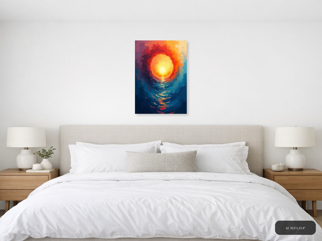 Abstract Golden Sun Portal Contemporary Wall Art — A2 / Bedroom