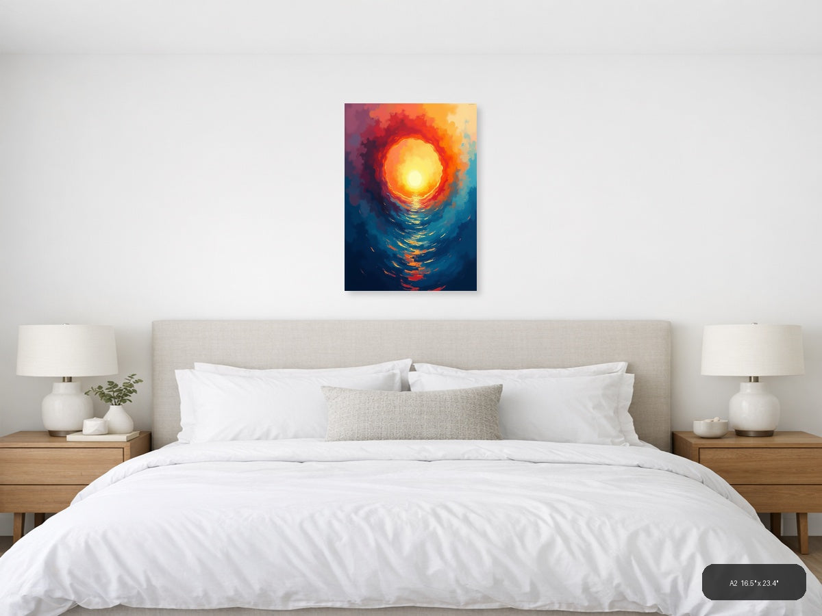 Abstract Golden Sun Portal Contemporary Wall Art — A2 / Bedroom