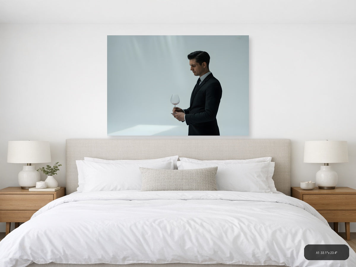 Minimalist Businessman with Wine Glass Wall Art — A1 / Bedroom