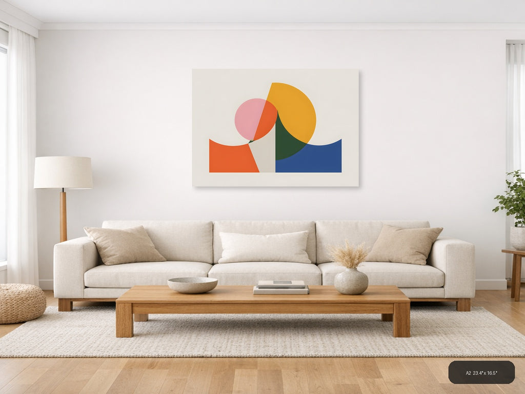Minimalist Geometric Shapes Abstract Landscape Wall Art — A2 / Living Room