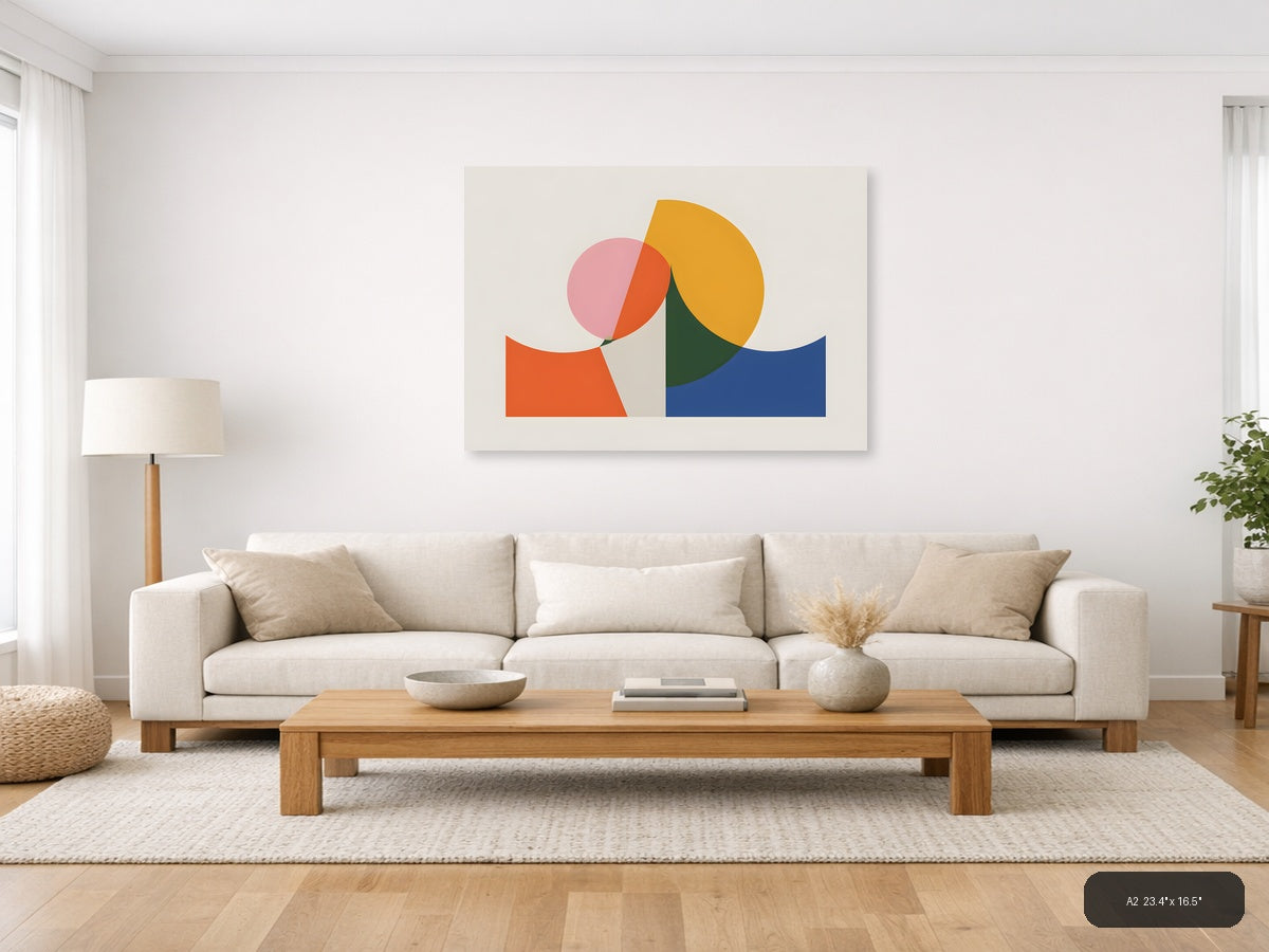 Minimalist Geometric Shapes Abstract Landscape Wall Art — A2 / Living Room