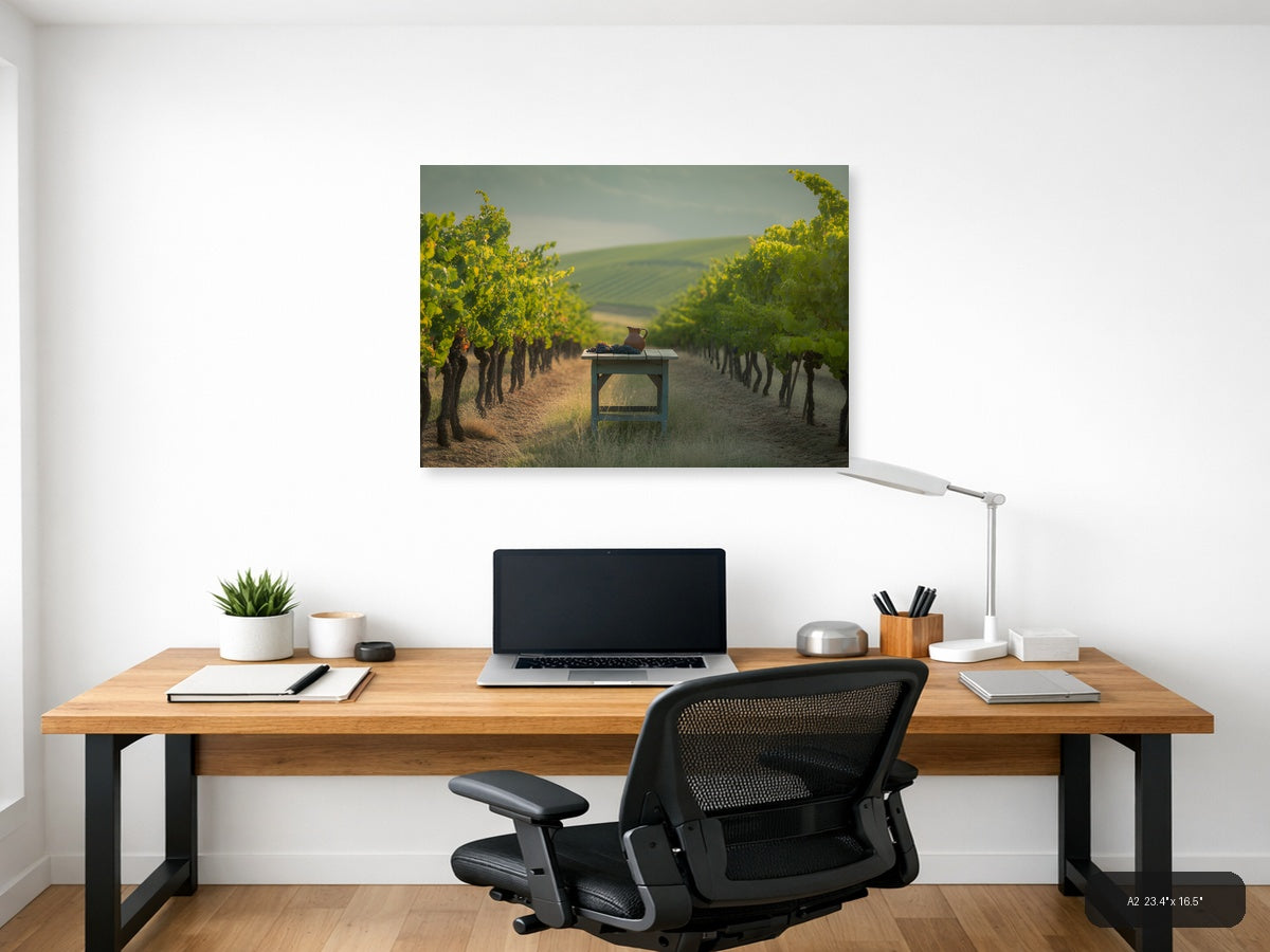 Vineyard Harvest Minimalist Landscape Wall Art — A2 / Office