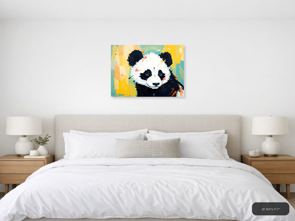 Abstract Panda Face Pop Art Modern Wall Art — A3 / Bedroom