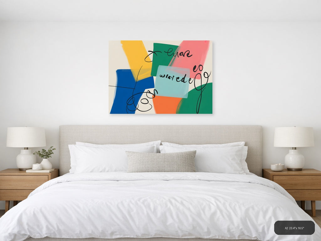 Abstract Colorful Shapes Modern Wall Art Print — A2 / Bedroom