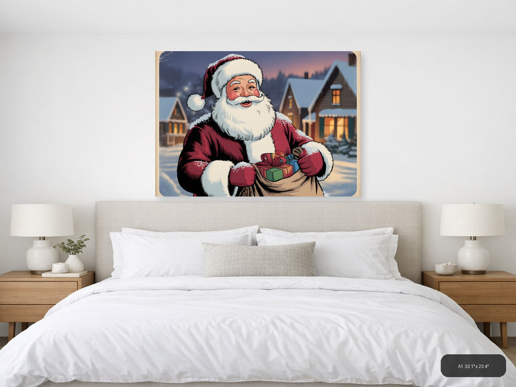 Vintage Santa Claus Christmas Holiday Wall Art — A1 / Bedroom