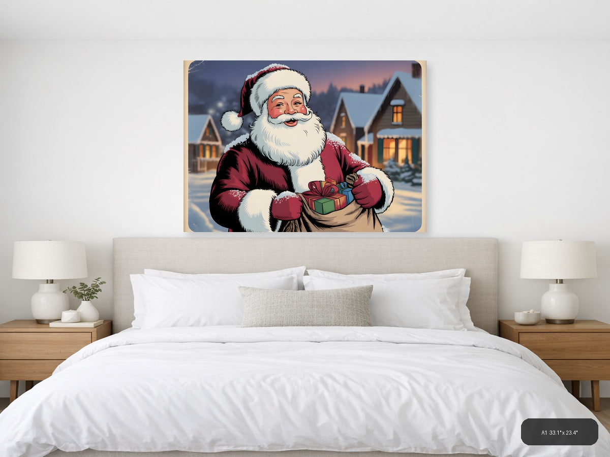 Vintage Santa Claus Christmas Holiday Wall Art — A1 / Bedroom