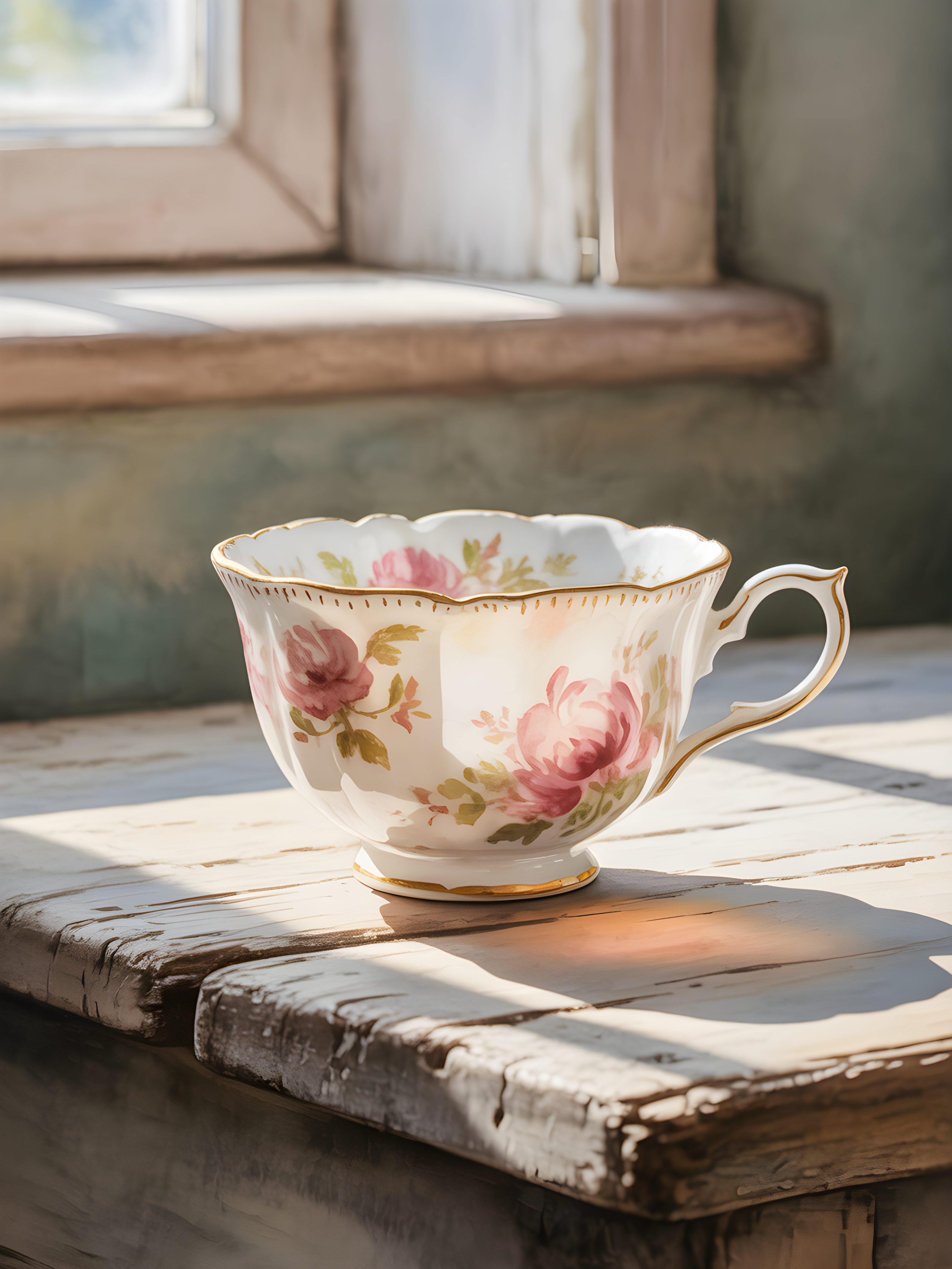 Vintage Floral Teacup Watercolor Wall Art