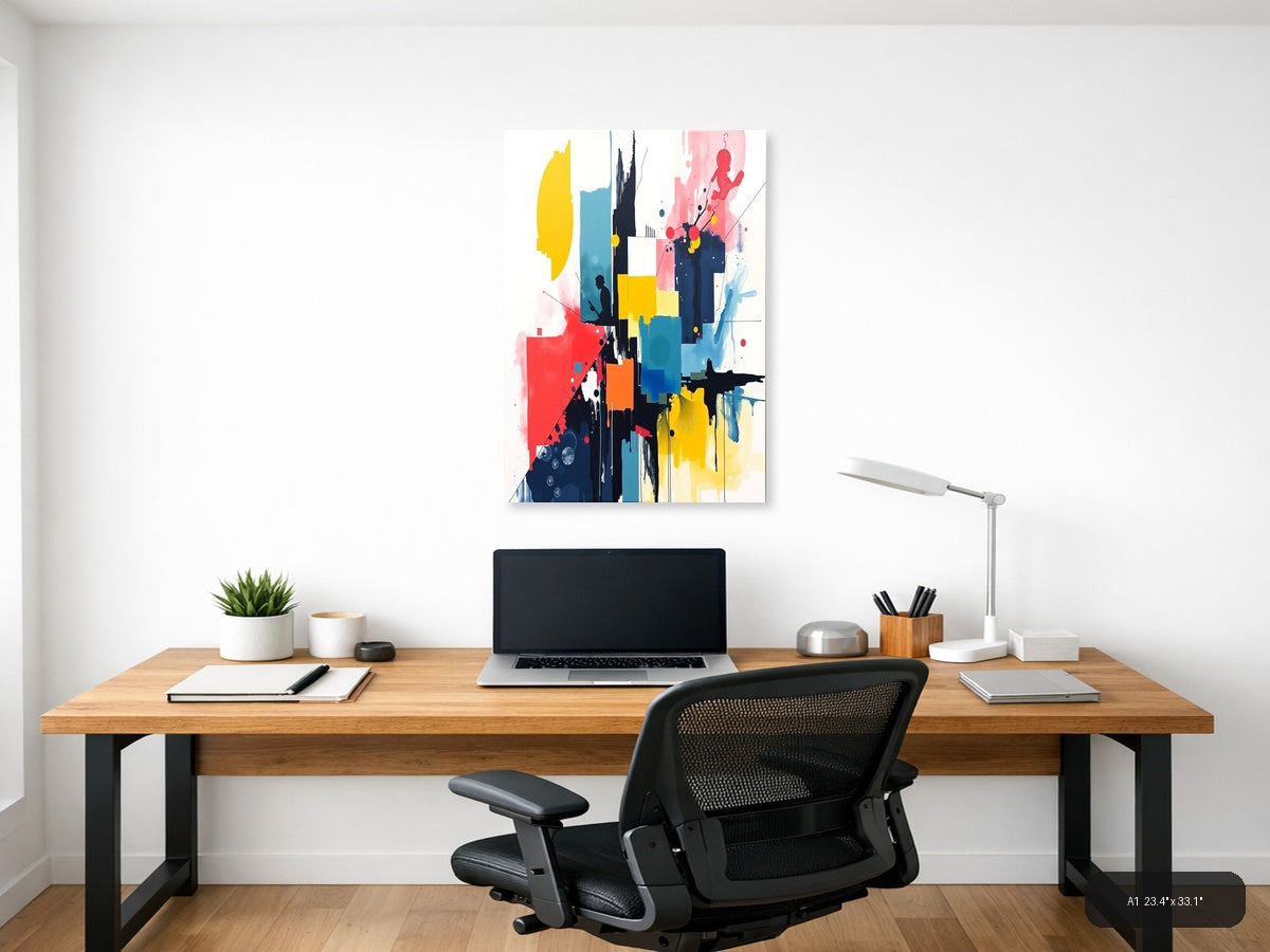 Abstract Silhouette Cityscape Splatter Wall Art — A1 / Office