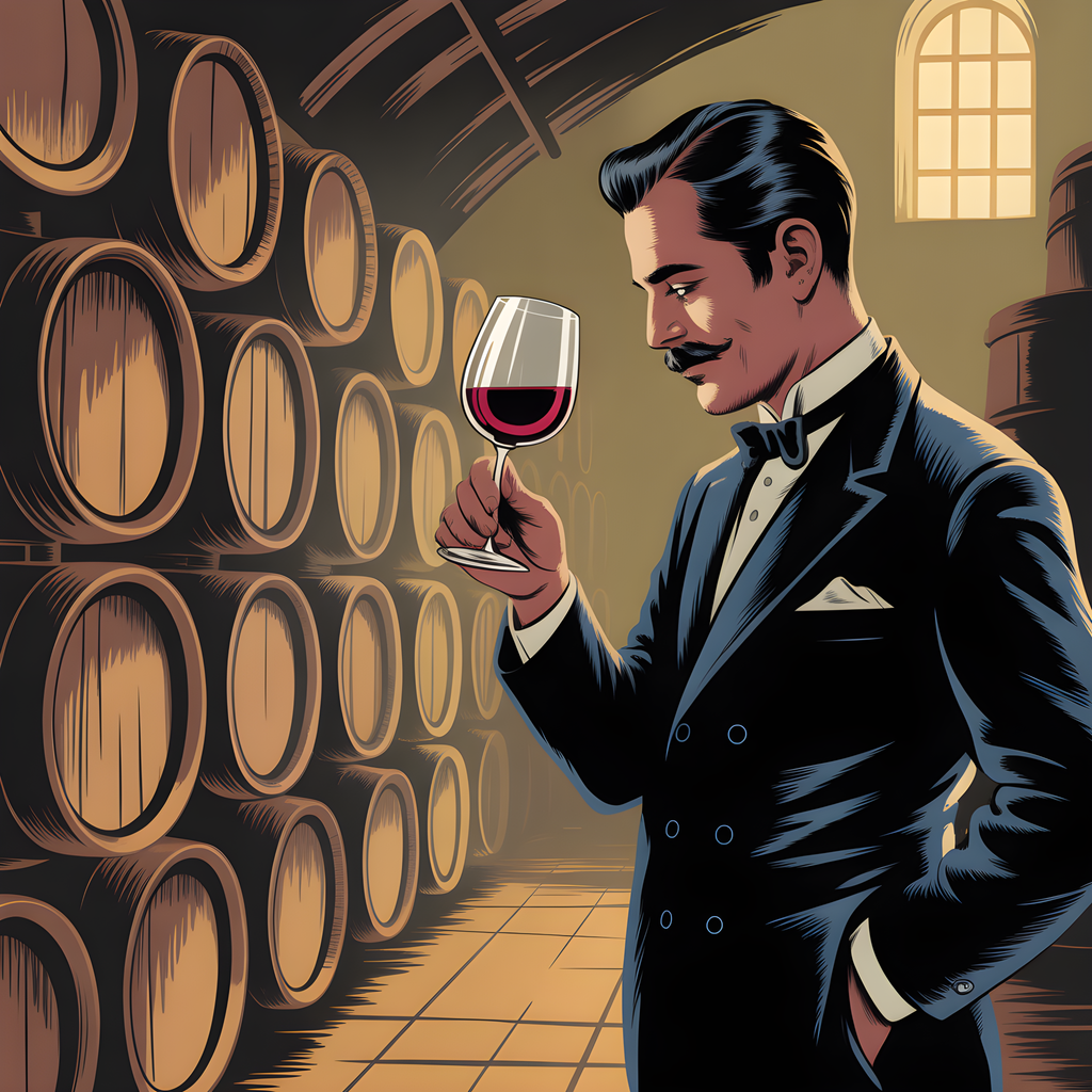 Vintage Wine Connoisseur in Cellar Wall Art