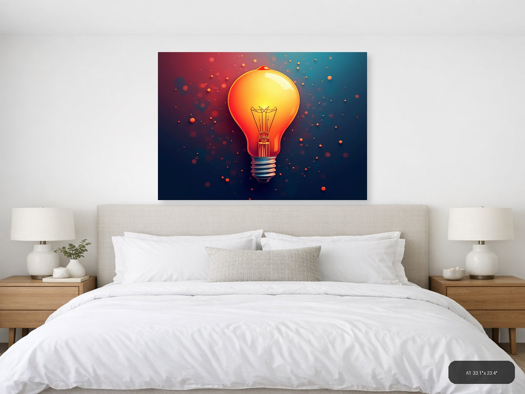 Glowing Light Bulb Abstract Modern Wall Art — A1 / Bedroom