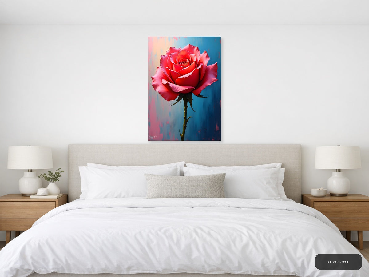 Red Rose Abstract Modern Painting Wall Art — A1 / Bedroom