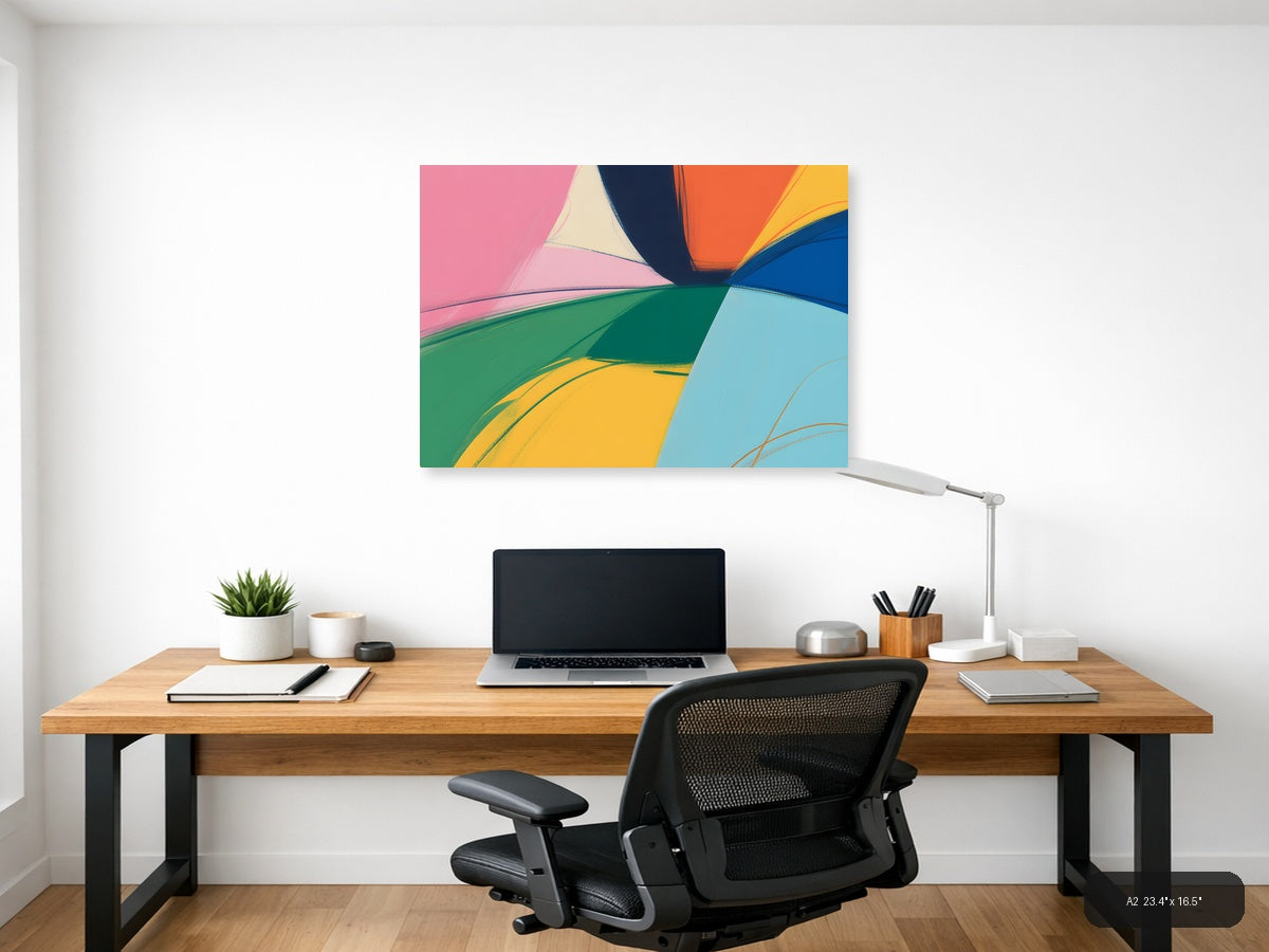 Colorful Abstract Curved Shapes Modern Landscape Wall Art — A2 / Office