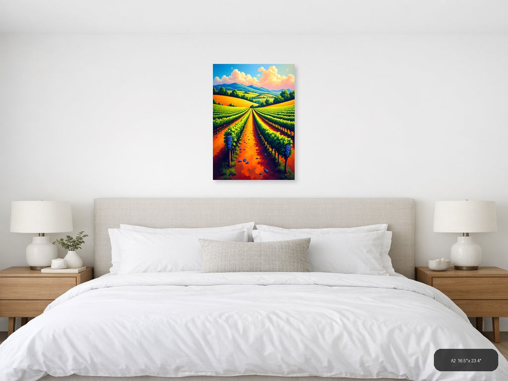 Vibrant Vineyard Landscape Abstract Wall Art — A2 / Bedroom