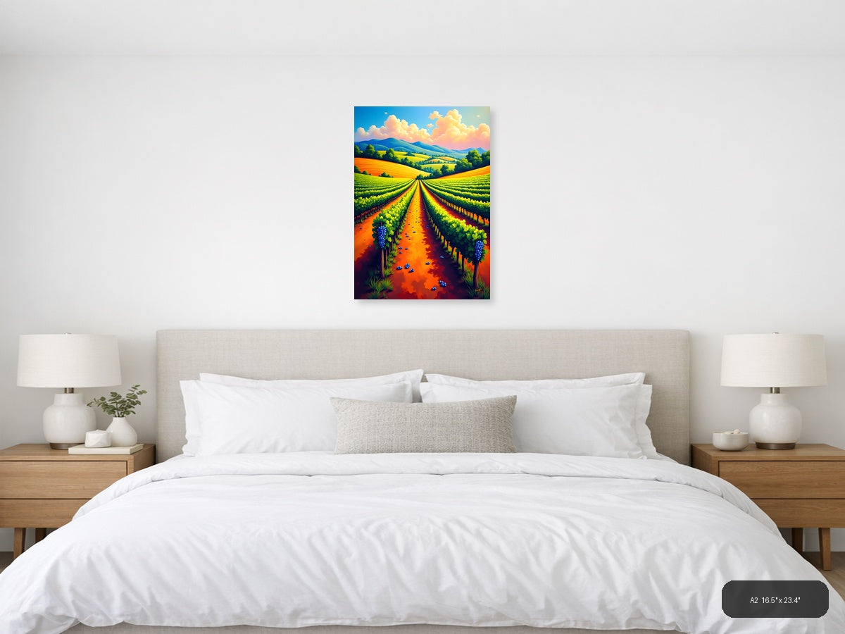 Vibrant Vineyard Landscape Abstract Wall Art — A2 / Bedroom