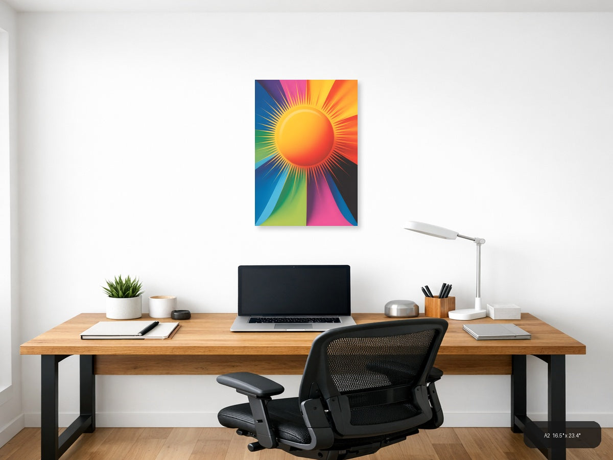 Colorful Sun Rays Digital Photography Wall Art — A2 / Office