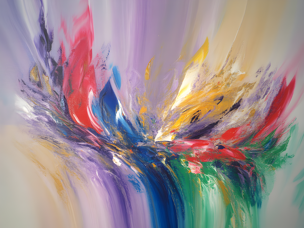 Colorful Abstract Explosion - Modern Purple Blue Red Wall Art