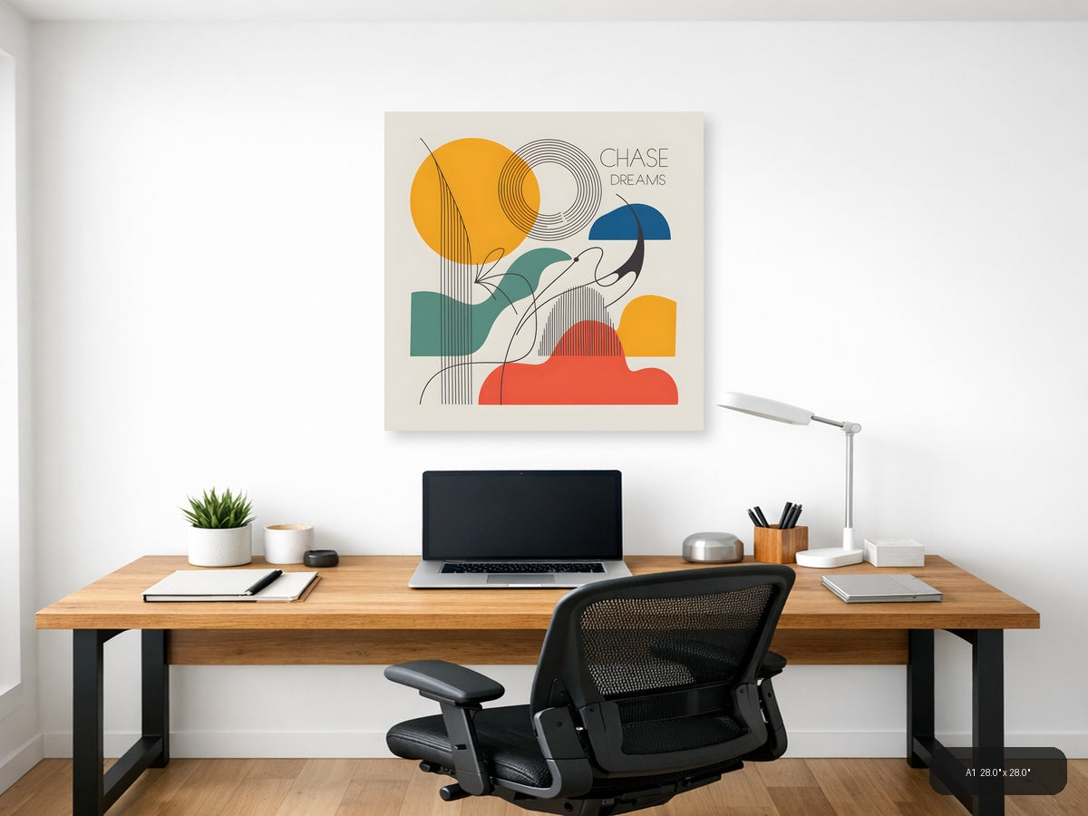 Chase Dreams Abstract Line Art Geometric Wall Art — A1 / Office