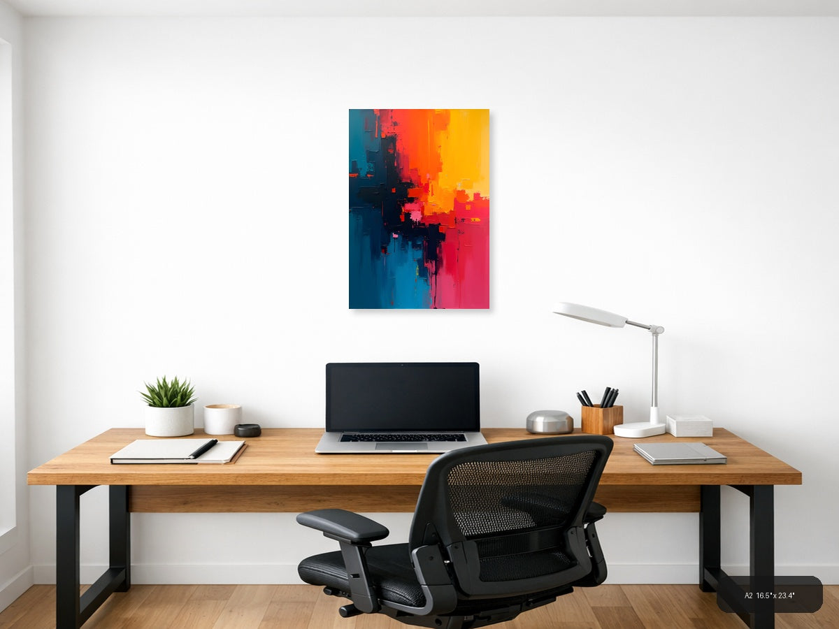 Abstract Color Gradient: Blue to Orange Wall Art — A2 / Office