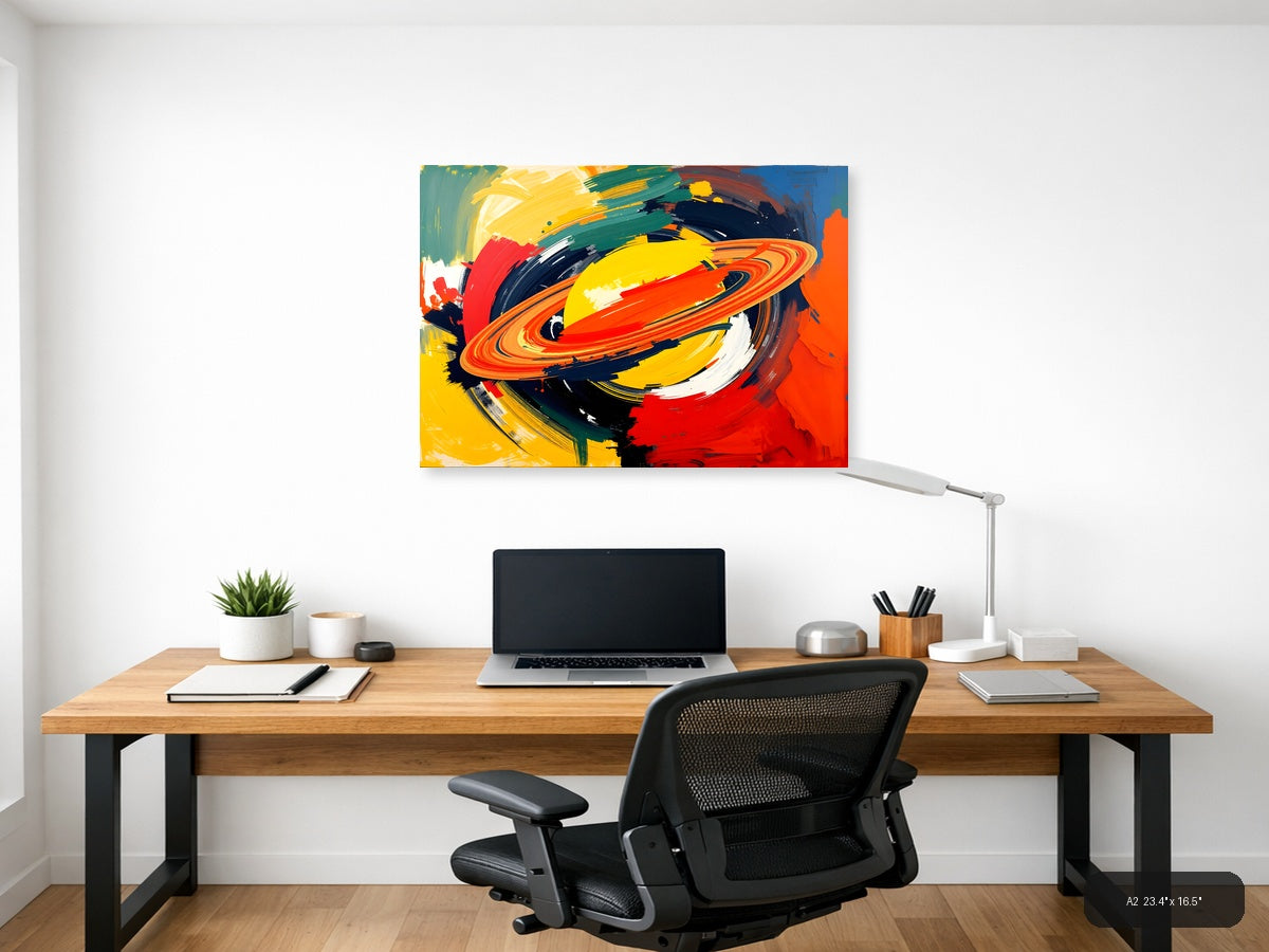 Vibrant Abstract Planet Ring Modern Colorful Wall Art — A2 / Office