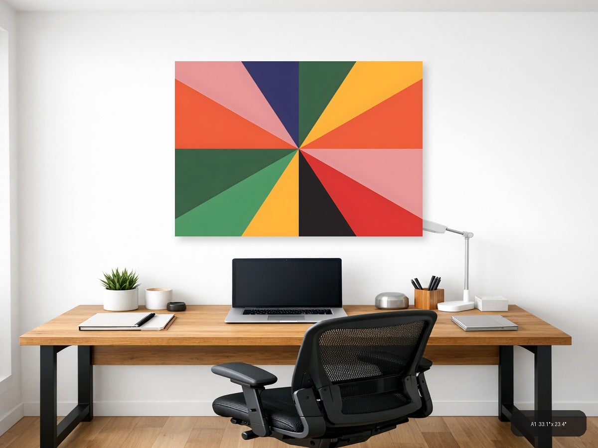 Colorful Geometric Sunburst Pattern Photography Wall Art — A1 / Office