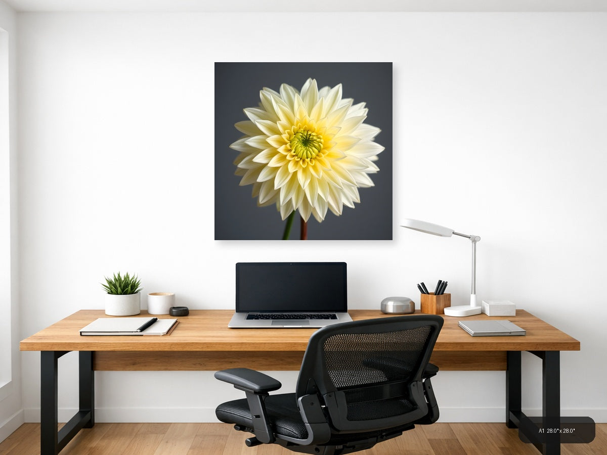 Yellow and White Dahlia Flower Minimalist Wall Art — A1 / Office