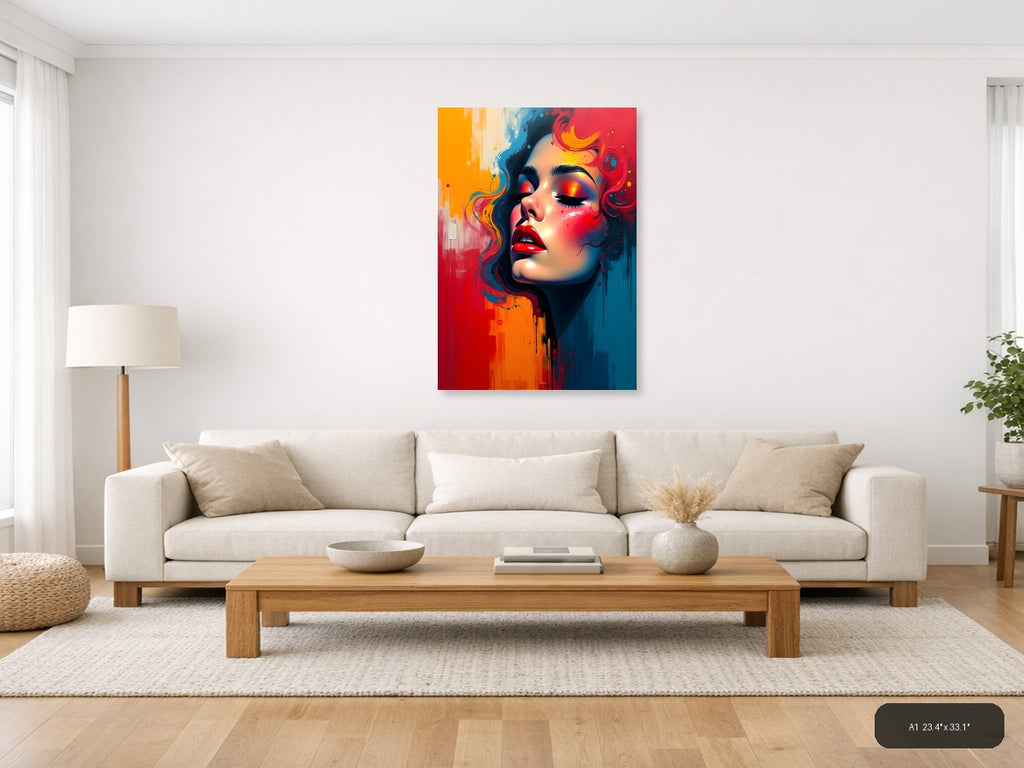 Colorful Abstract Portrait Woman Face Wall Art — A1 / Living Room