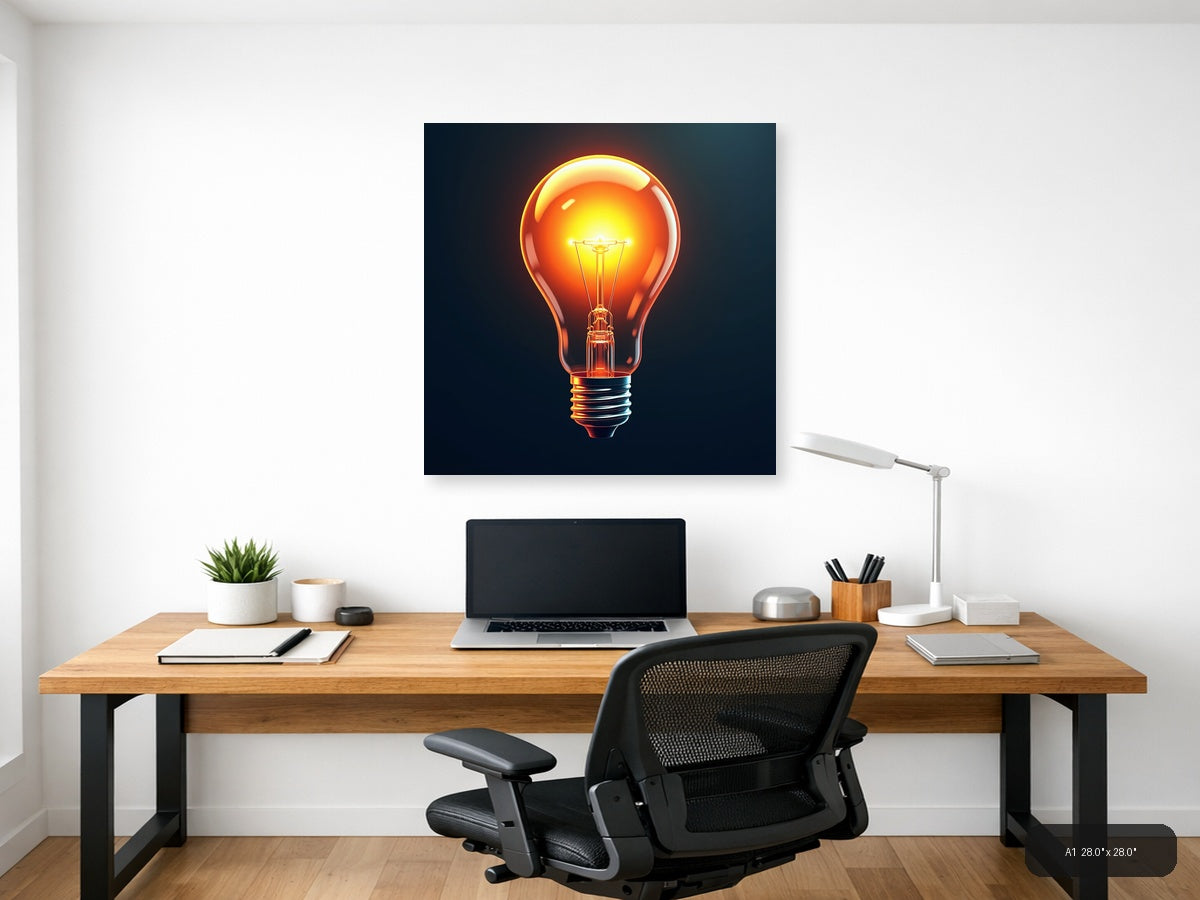 Glowing Lightbulb Abstract Modern Wall Art — A1 / Office