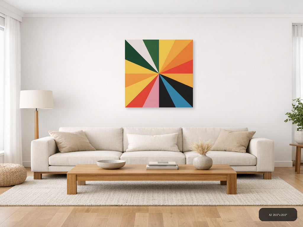 Colorful Sunburst Ray Pattern Photography Wall Art — A2 / Living Room