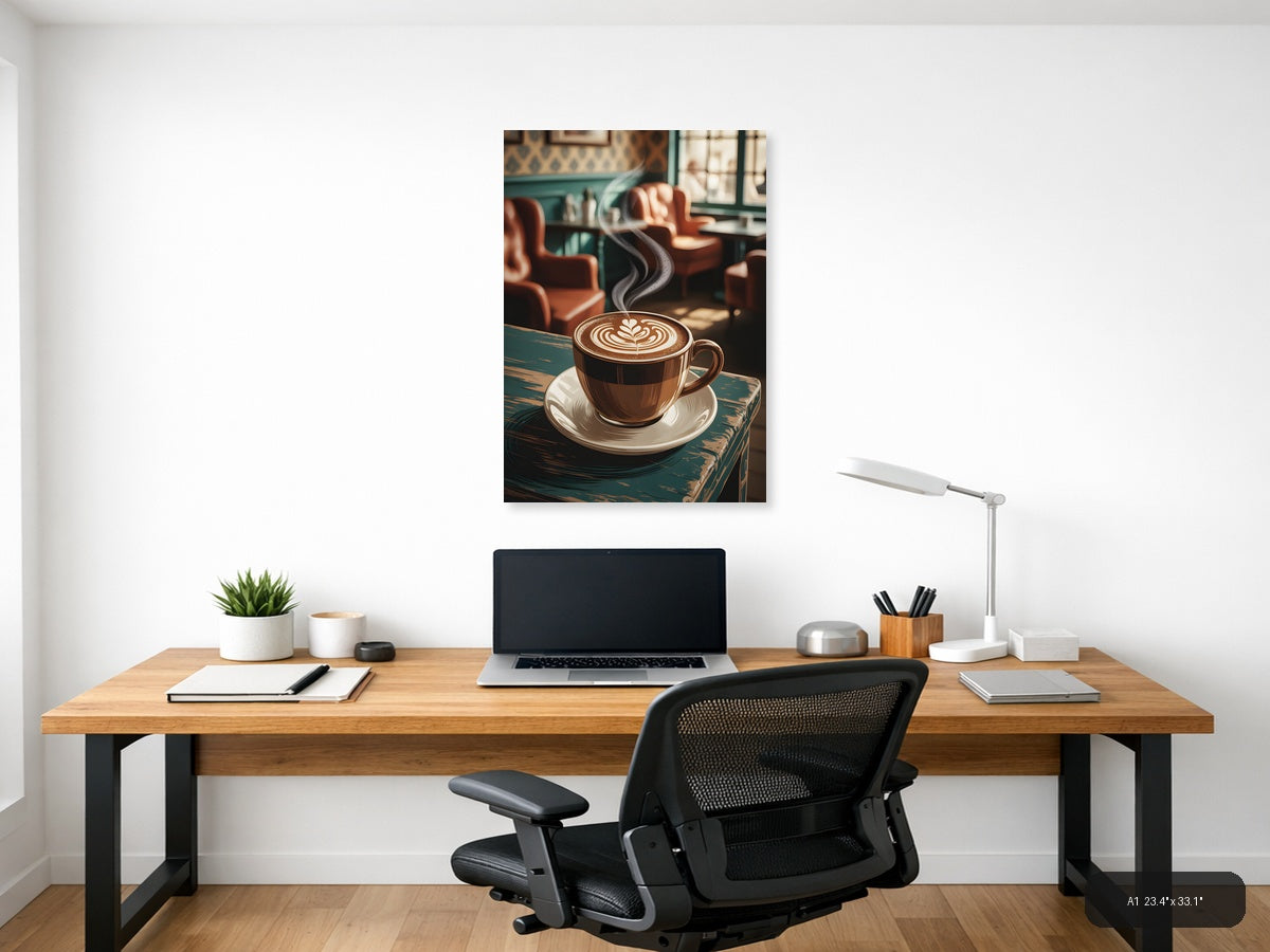 Vintage Coffee Shop Latte Art Wall Art — A1 / Office