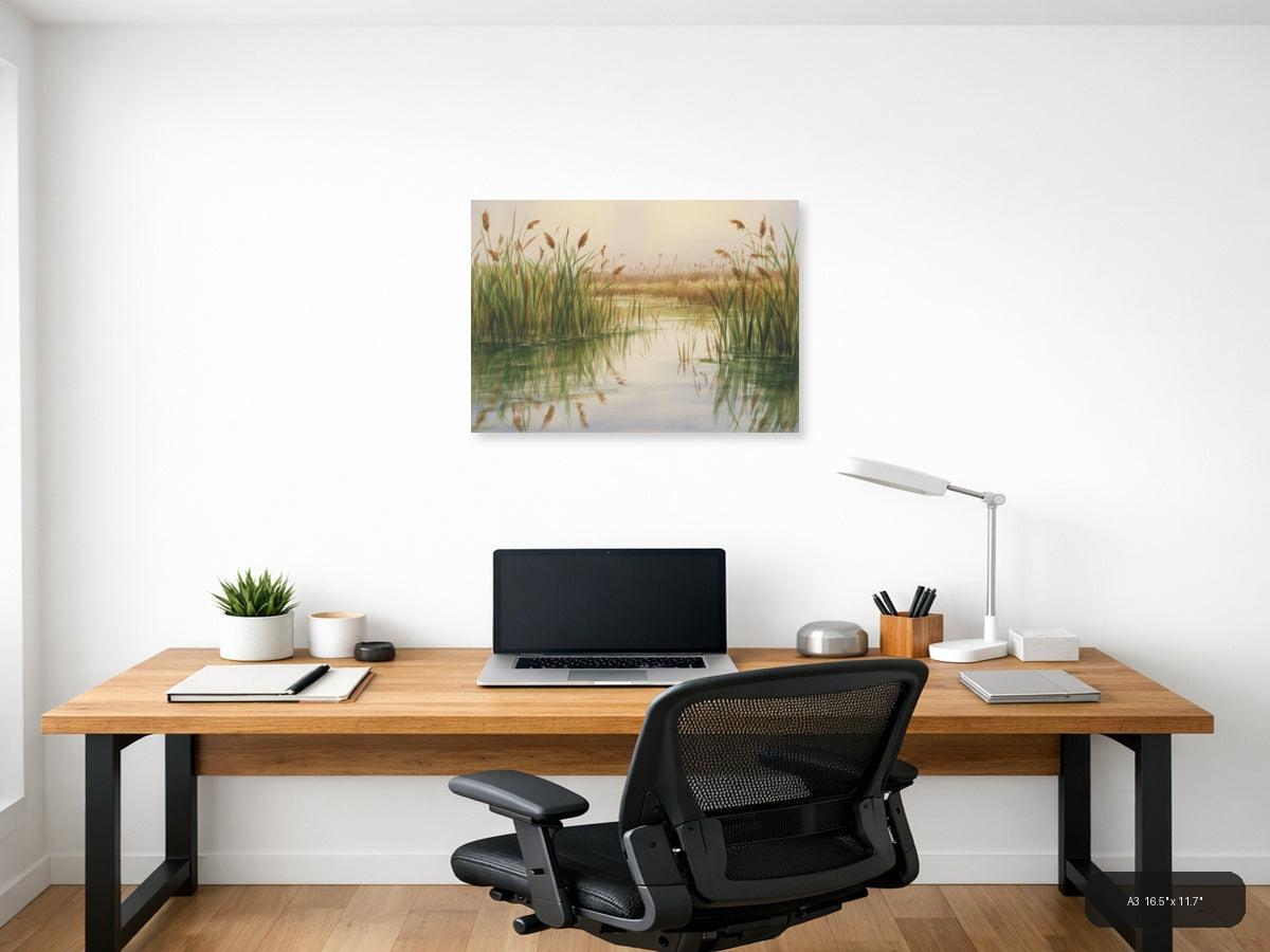 Wetland — Watercolor (Landscape) Canvas Print | Watercolor Wall Art | A4 A3 A2 A1 — A3 / Office