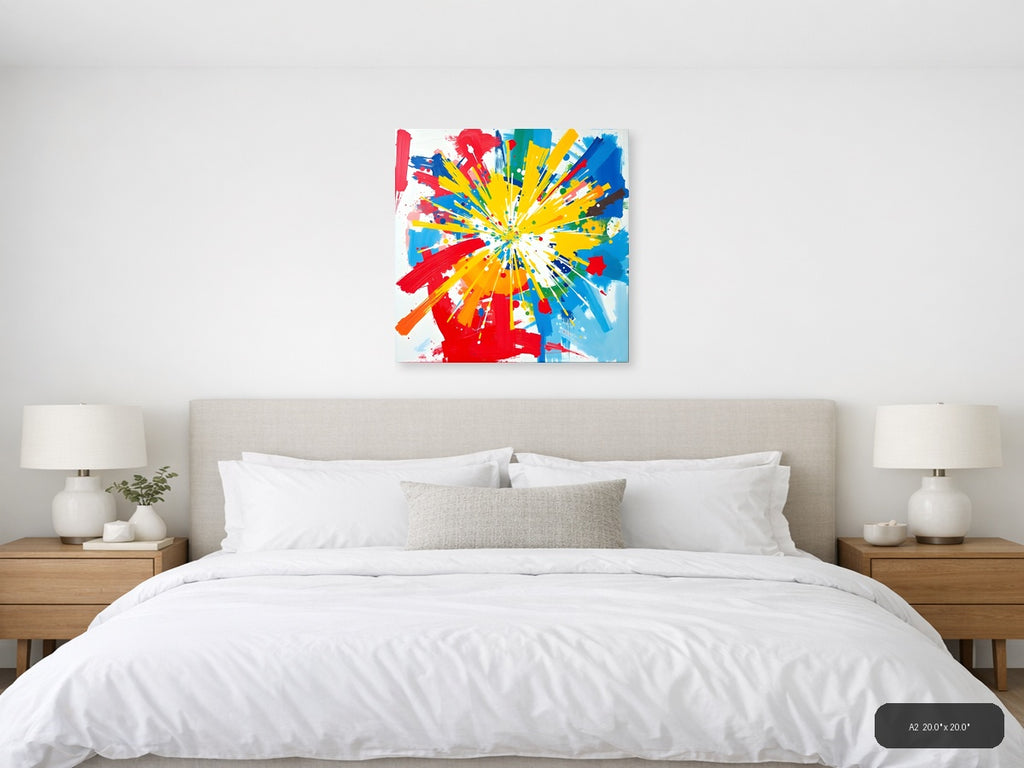 Colorful Starburst Abstract Explosion Canvas Wall Art — A2 / Bedroom