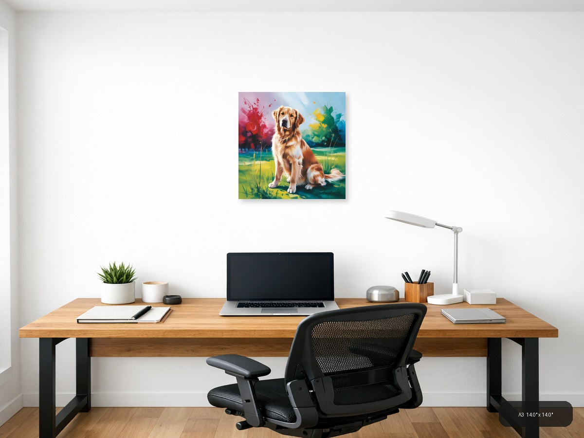 Golden Retriever Abstract Watercolor Dog Wall Art — A3 / Office