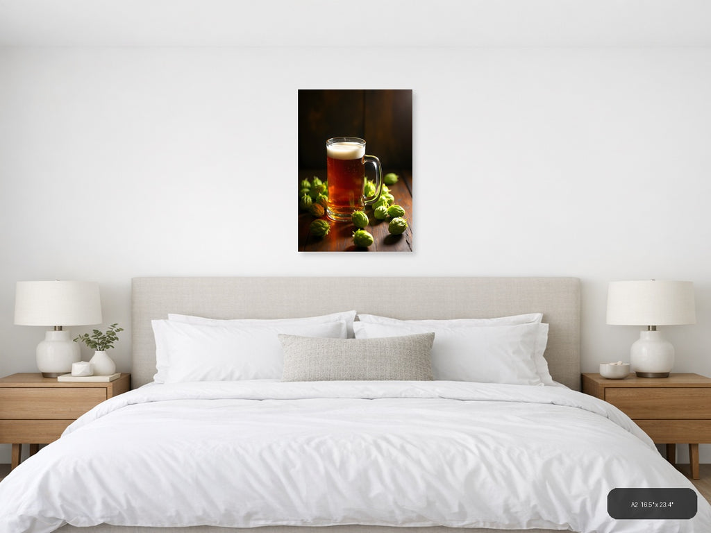 Beer Mug with Hops Still Life Photography Wall Art — A2 / Bedroom