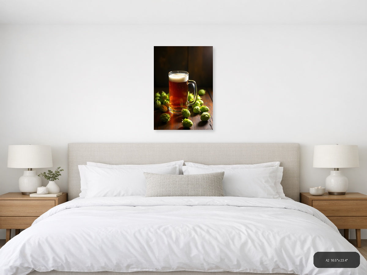 Beer Mug with Hops Still Life Photography Wall Art — A2 / Bedroom