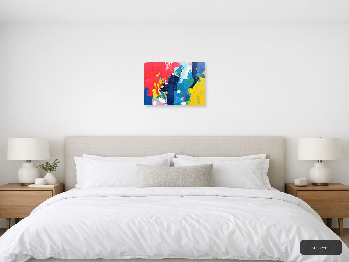 Vibrant Abstract Expressionist Splatter Canvas Wall Art — A4 / Bedroom