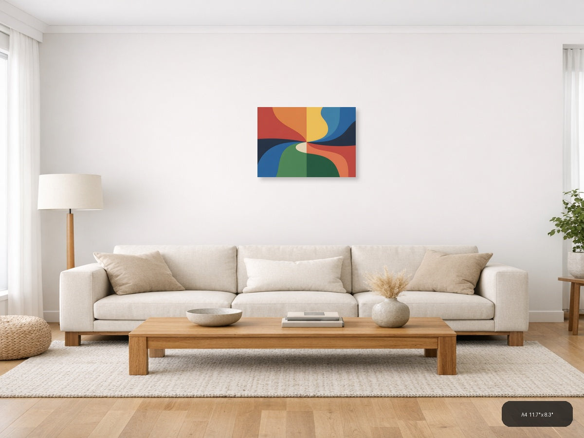 Colorful Abstract Flowing Shapes Photography Wall Art — A4 / Living Room