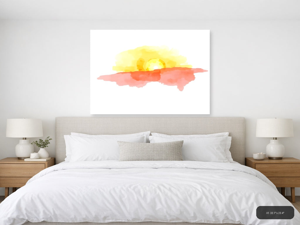 Sunrise Desert Landscape Watercolor Wall Art — A1 / Bedroom