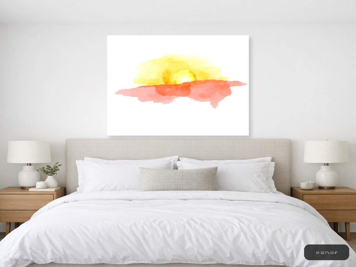 Sunrise Desert Landscape Watercolor Wall Art — A1 / Bedroom
