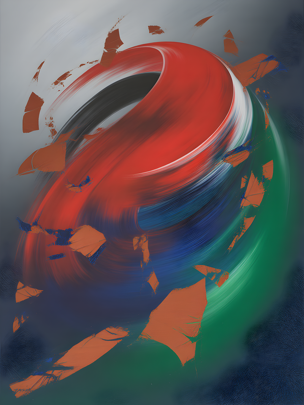 Abstract Swirling Globe Red Blue Green Wall Art